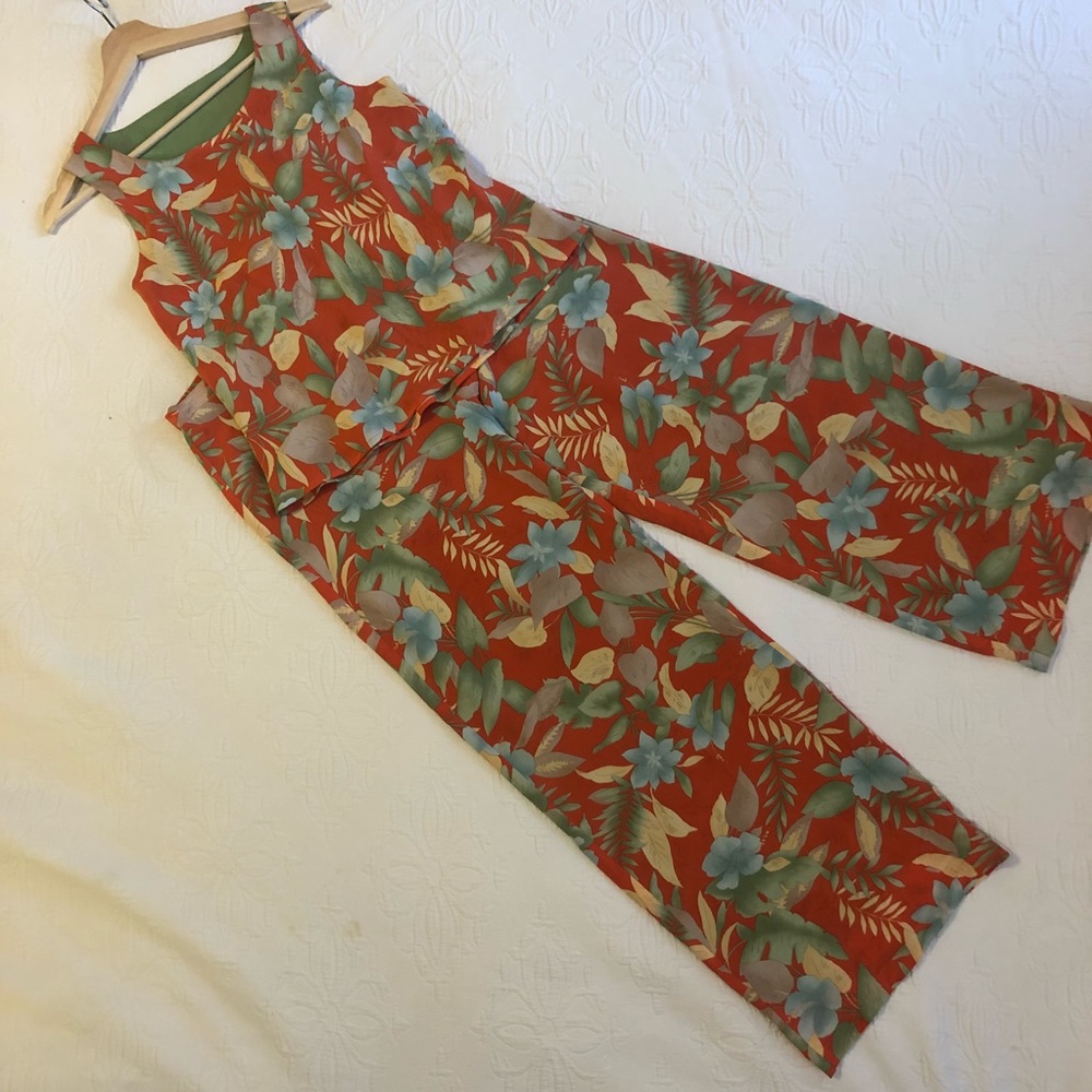 Silk floral palazzo pants with matching top, 8